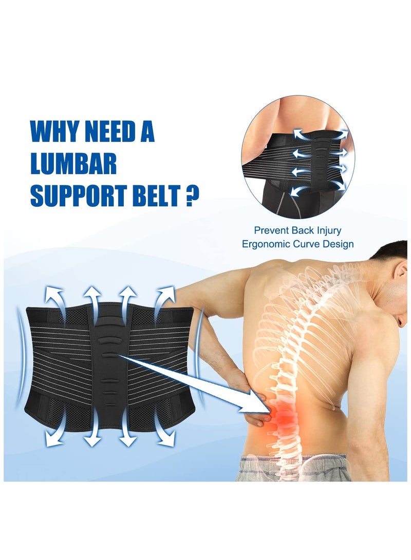 SYOSI Lower Back Support Brace Back Support Belt with 3 Large Stays for Men and Women Sciatica Back Pain Relief Brace with Hole Mesh Double Compression Size L Waist 37.4Inch to 42.5Inch - Image 4