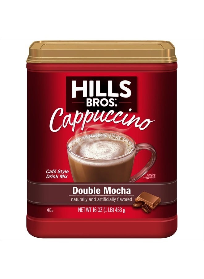 Hills Bros - Instant Double Mocha Cappuccino Mix, Easy to Use, Enjoy Coffeehouse Flavor from Home, Frothy, Rich Chocolate, Brown, 16 Oz - Image 1