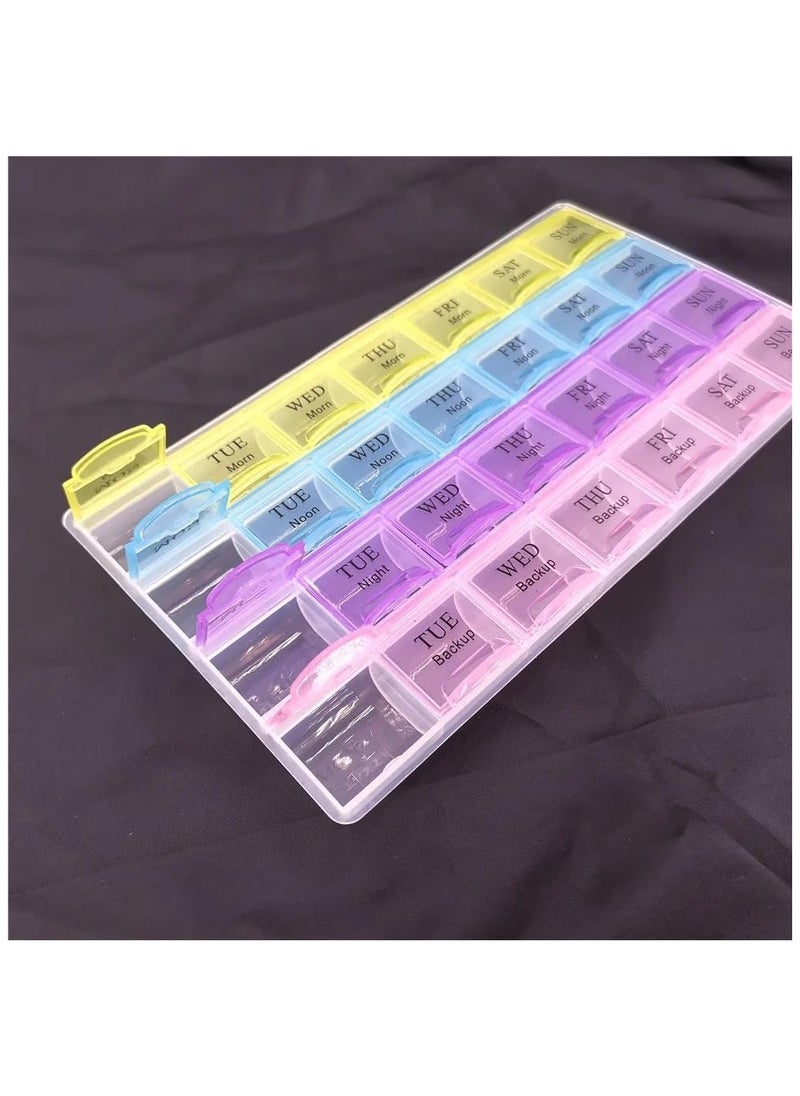 Generic - Pill Organizer Box, Weekly Pill Organizer Box, Pill Case, Pill Dispenser, Pill Boxes, Pill Finder, Pill Box, 4 Line Pill Storage Box - - Image 1