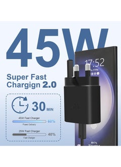 Somerfield 45W Travel Adapter, Super-Fast Charging (UK Plug with USB Type-C Cable), Black  - Image 2