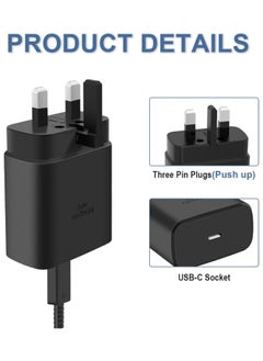 Somerfield 45W Travel Adapter, Super-Fast Charging (UK Plug with USB Type-C Cable), Black  - Image 3