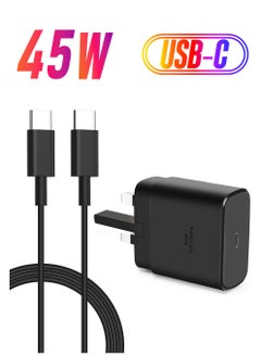 Somerfield 45W Travel Adapter, Super-Fast Charging (UK Plug with USB Type-C Cable), Black  - Image 1