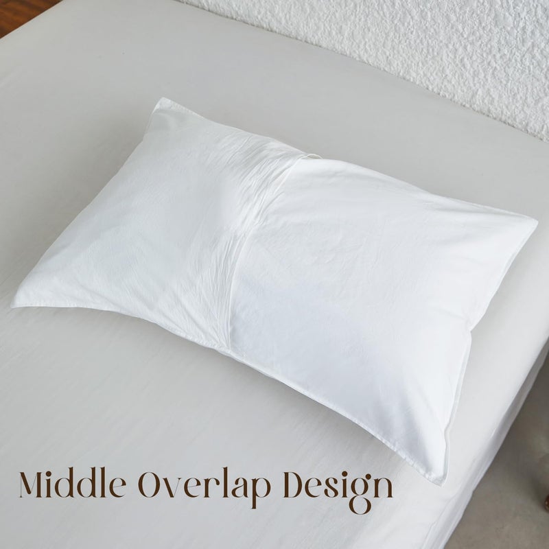 Simple&Opulence Duvet Cover Set 100% Washed Cotton Comfy Soft Breathable Cozy Textured Solid Color Comforter Cover for All Seasons Bedding Sets, White King 220x240cm - Image 5