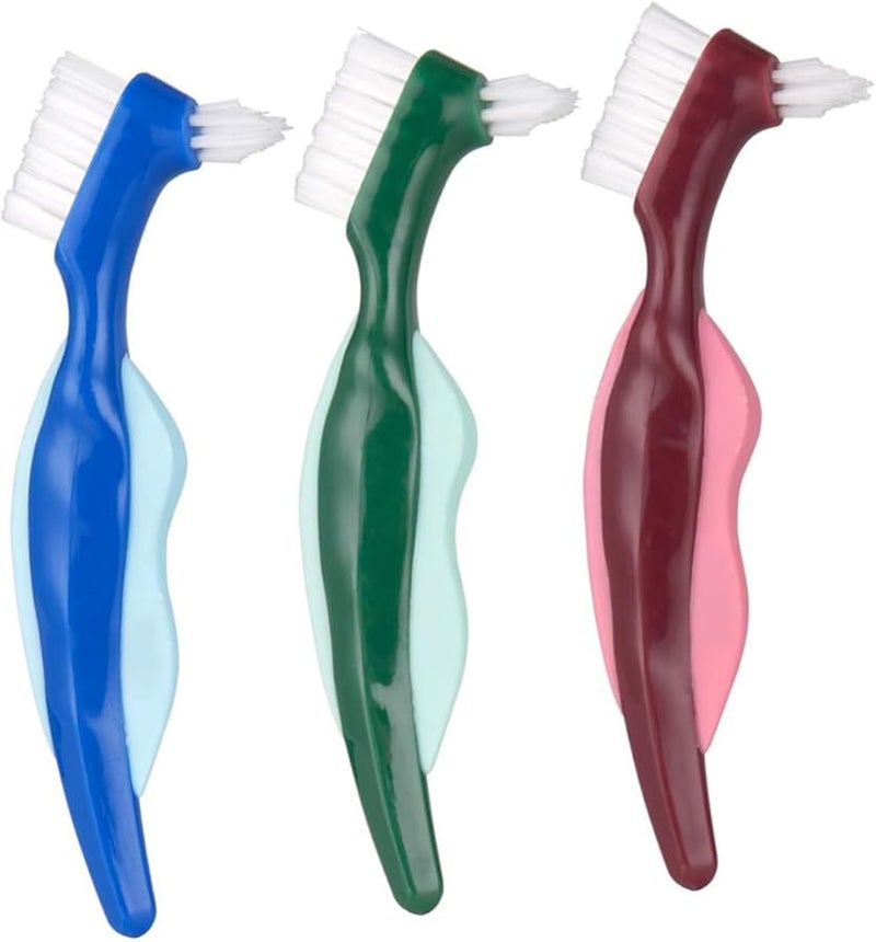 3Pcs Dual Head Denture Cleaning Brush Set For False Teeth Maintenance - Image 1