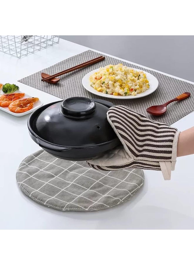 2-Pack Mini Oven Mitts, Heat Resistant Cotton Pot Holders, 18x14 cm, Soft Short Oven Gloves for Baking, Grilling, BBQ, Black - Image 4