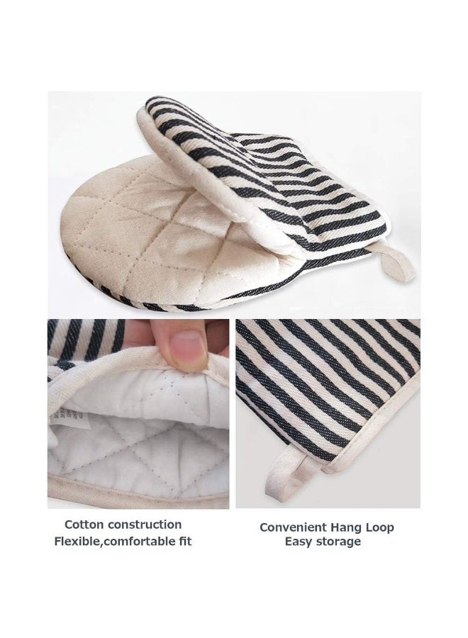 2-Pack Mini Oven Mitts, Heat Resistant Cotton Pot Holders, 18x14 cm, Soft Short Oven Gloves for Baking, Grilling, BBQ, Black - Image 5