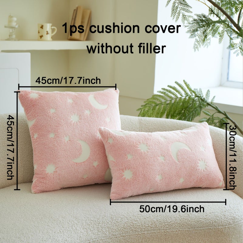 Grey Flannel Pillow Cover Ramadan Moon Star Decorative Cushion 17.72x17.72inch - Image 3