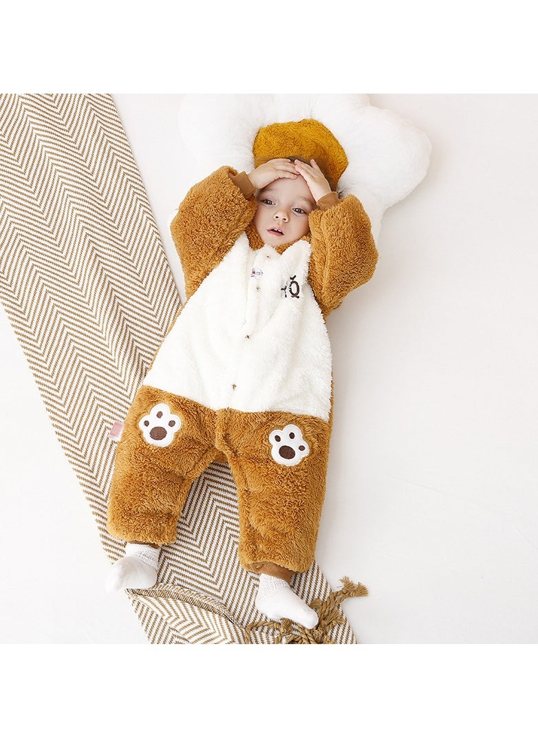Loquat - Baby Autumn And Winter Hooded Trend Jumpsuit - Image 1