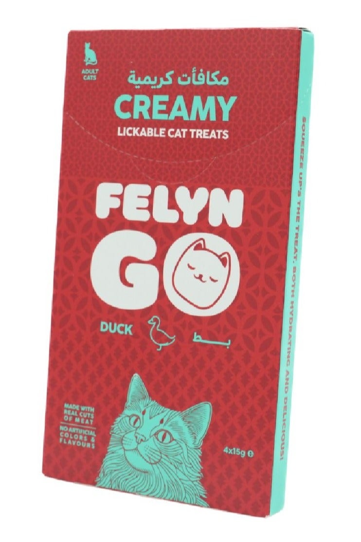 Felyn GO Cat Creamy Treats Duck Flavor 4 x 15g Artificial Color & Flavor-Free Formula - Cat Treats - Image 1