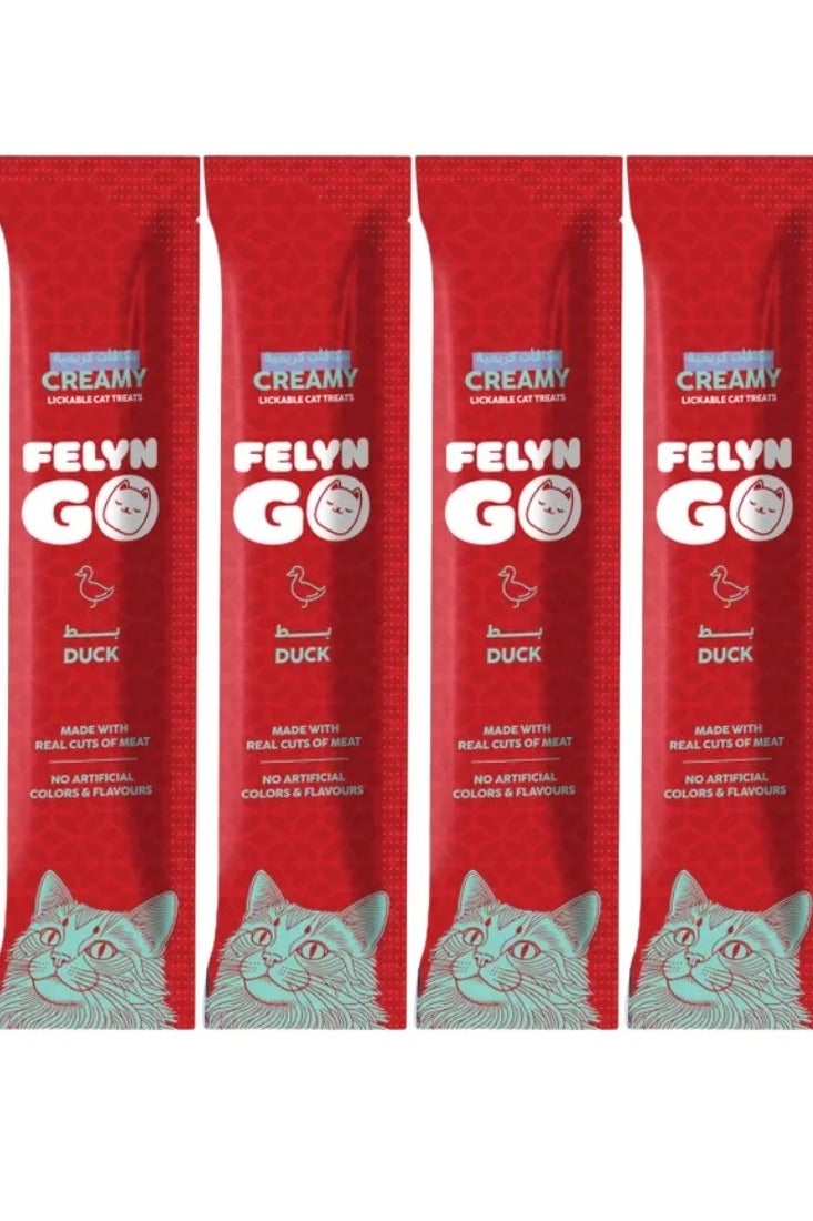 Felyn GO Cat Creamy Treats Duck Flavor 4 x 15g Artificial Color & Flavor-Free Formula - Cat Treats - Image 2