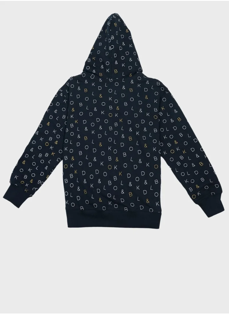 BOLD&KO Kids Aop Signature Zip Through Hoodie