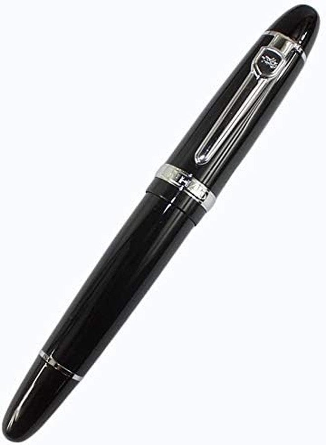 JDYYICZ قلم حبر متطور JDYYICZ 159 أسود لامع برأس فضي عريض - Image 2