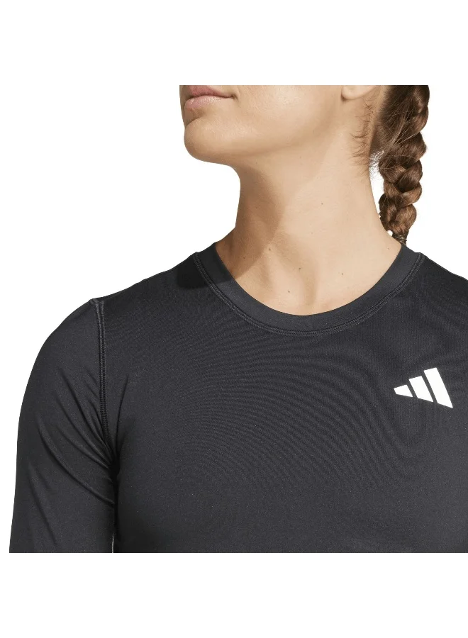 adidas تيشيرت نسائي طويل بثلاث خطوط أساسي للتمارين
