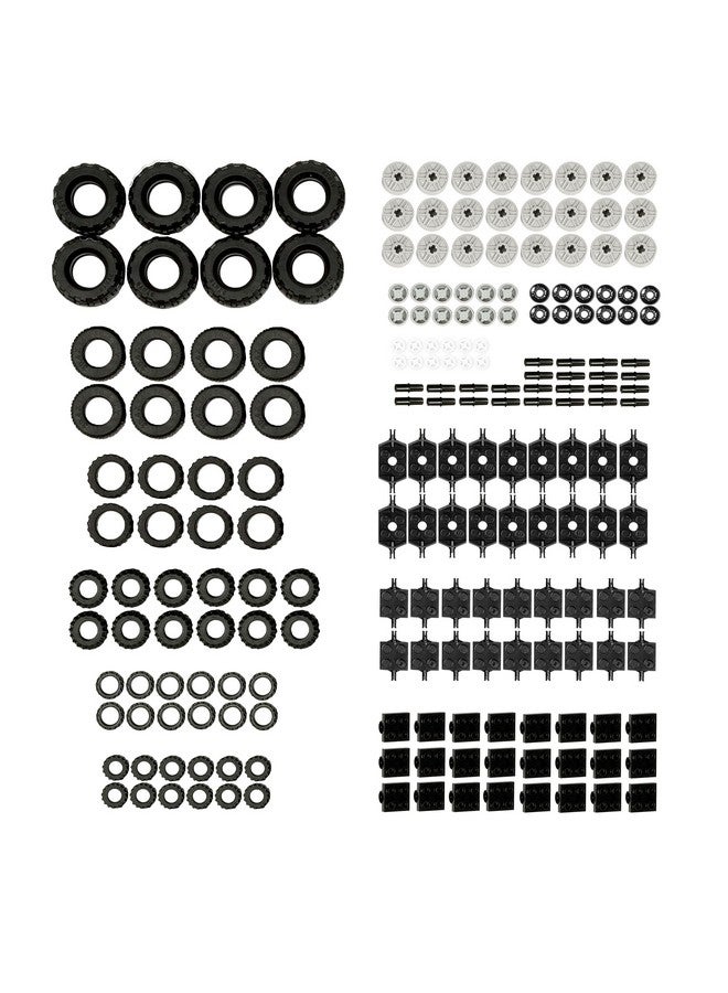 Barcaloo 144 Piece Wheels and Axles Sets, Building Bricks Car Parts and Pieces Kit - Car Building Set with Wheels, Axles & Windshields - Image 1