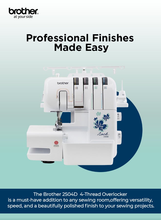 brother Electric Overlocker Sewing Machine  Ideal For Seams And Hems | Instant Rolled Hems And Decorative Effects | 3 Or 4 Thread Cut And Sew Overlock Stitches | 4 Colour Threading Guide | Stitch Width 5.0 - 7.0 Mm | Retractable Knife And Presser Foot Pressure Adjustment | Made In Vietnam 2504D White/Blue - Image 5