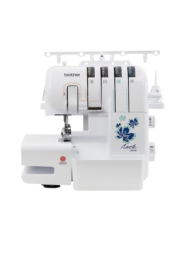 brother Electric Overlocker Sewing Machine  Ideal For Seams And Hems | Instant Rolled Hems And Decorative Effects | 3 Or 4 Thread Cut And Sew Overlock Stitches | 4 Colour Threading Guide | Stitch Width 5.0 - 7.0 Mm | Retractable Knife And Presser Foot Pressure Adjustment | Made In Vietnam 2504D White/Blue - Image 1