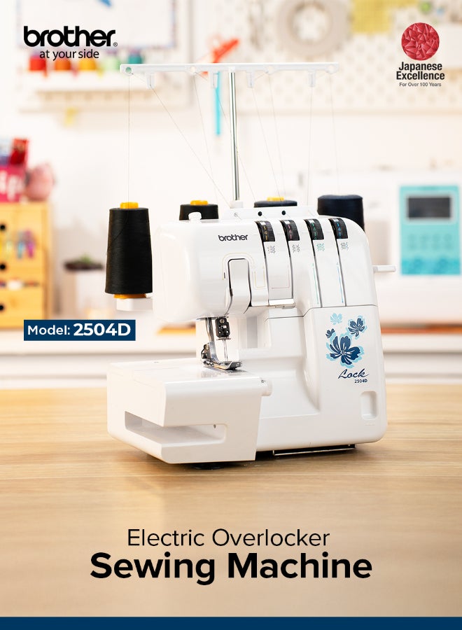 brother Electric Overlocker Sewing Machine  Ideal For Seams And Hems | Instant Rolled Hems And Decorative Effects | 3 Or 4 Thread Cut And Sew Overlock Stitches | 4 Colour Threading Guide | Stitch Width 5.0 - 7.0 Mm | Retractable Knife And Presser Foot Pressure Adjustment | Made In Vietnam 2504D White/Blue - Image 4