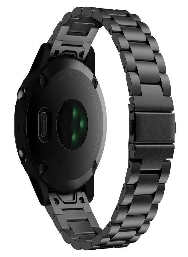 MoKo Band Compatible with Garmin Fenix 7/6/6 Pro/5/5 Plus/Epix Gen 2/Forerunner 945/935/Approach S62/S60/Quatix 6/Instinct 2/MARQ, 22mm Quick Fit Stainless Steel Metal Replacement Watch Band- Black - Image 1