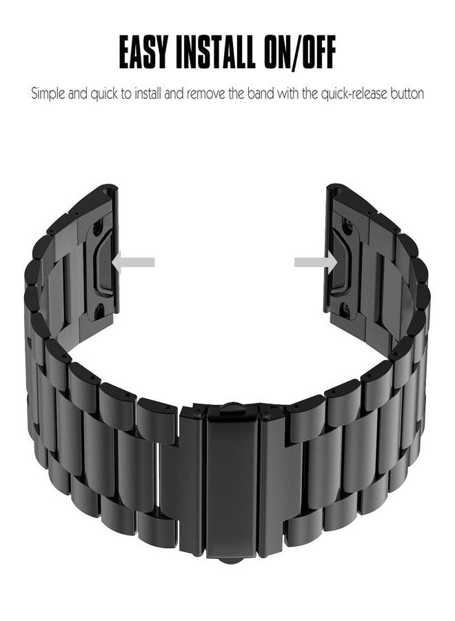 MoKo Band Compatible with Garmin Fenix 7/6/6 Pro/5/5 Plus/Epix Gen 2/Forerunner 945/935/Approach S62/S60/Quatix 6/Instinct 2/MARQ, 22mm Quick Fit Stainless Steel Metal Replacement Watch Band- Black - Image 4