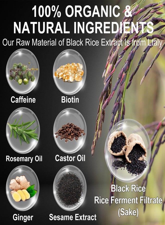 GIFBEA Organic Black Rice Water Hair Growth Serum Spray, 5 Fl Oz, Rosemary Scent, For All Hair Types, With Biotin, Castor Oil, Caffeine, Hair Loss Treatment - Image 3