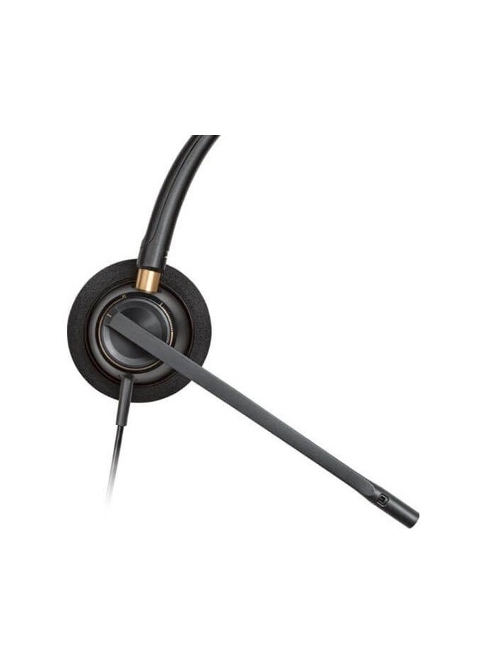 Poly EncorePro 520V Binaural Headset - Black, On-Ear, Noise-Cancelling Microphone, 135mm Boom Mic, 78.5 cm Cable, Foam Cushions, 30mm Speaker, SoundGuard Acoustic Protection, Compatible with Windows 10/11 & macOS, 290° Boom Mic Rotation | 783P9AA - Image 2