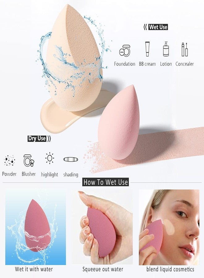 LIVESRD 4 Pcs Dry and Wet Use Makeup Sponge Blender Beauty Set for Liquid, Cream, Powder Foundation flawless Blending with Holder Box (Multi-Colored) - Image 4