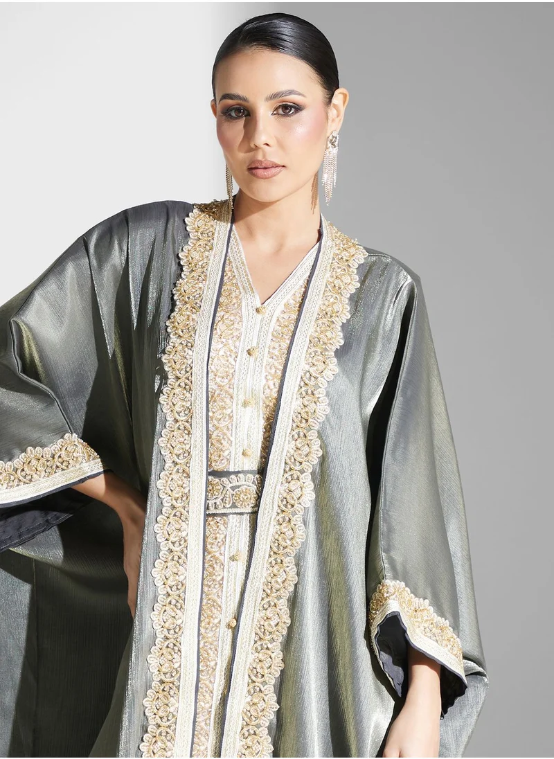 hayas closet Lace Detail Belted Dress