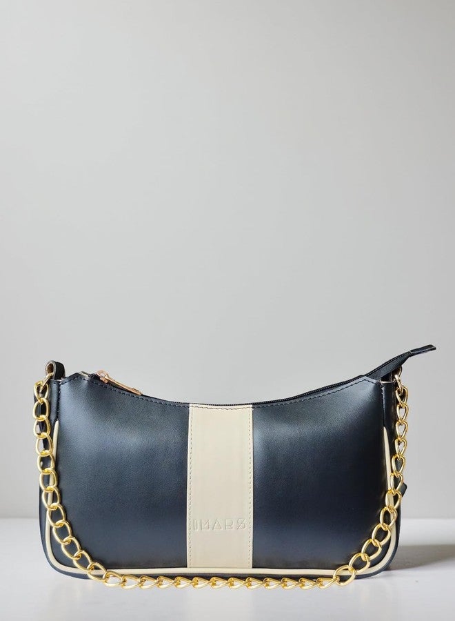 IMARS Timeless black with a refined gold-tone chain | Premium Black Shoulder bag with sling strap for women | Stylish crossbody bag | Ladies shoulder purse - Image 2