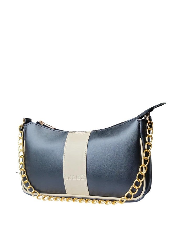 IMARS Timeless black with a refined gold-tone chain | Premium Black Shoulder bag with sling strap for women | Stylish crossbody bag | Ladies shoulder purse - Image 3