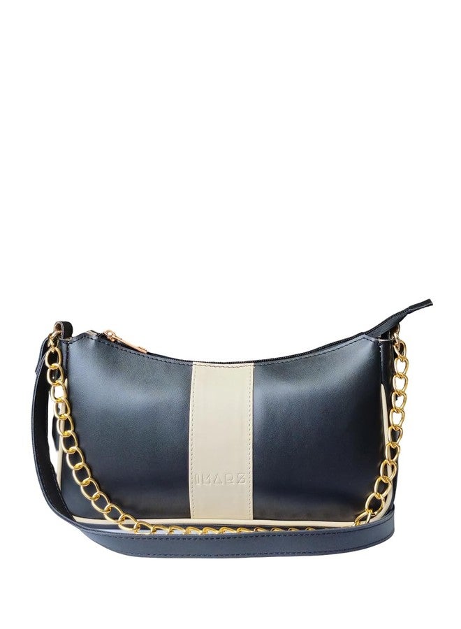IMARS Timeless black with a refined gold-tone chain | Premium Black Shoulder bag with sling strap for women | Stylish crossbody bag | Ladies shoulder purse - Image 1