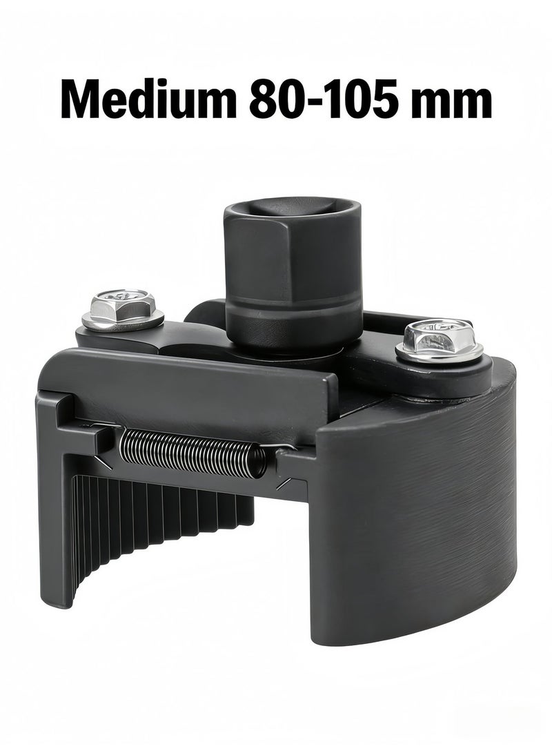 Adjustable oil filter wrench removal tool, universal oil filter cover socket wrench, suitable for small and medium-sized spin-on oil filters (80-105 mm medium oil filter removal tool) - Image 1