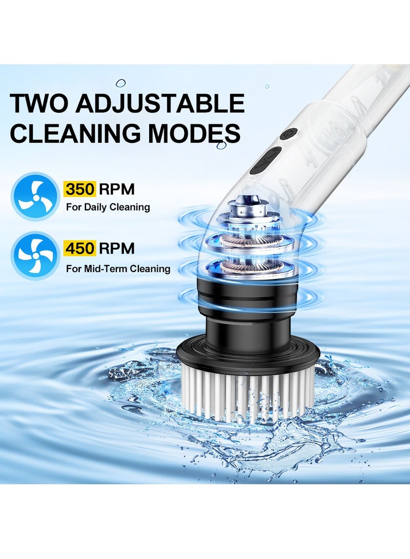 XiuWoo IPX7 Waterproof Chargeable LCD Display Spin Scrubber, Cordless Shower, Electric Cleaning Brush, Bathroom Scrubber with 9 Replaceable Brush Heads, Adjustable Speeds, and Extension Adjustable Handle  - Image 2