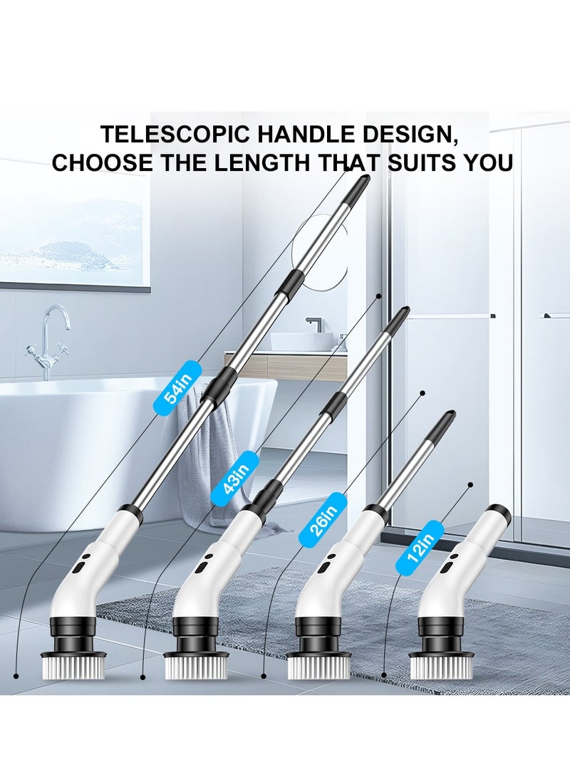 XiuWoo IPX7 Waterproof Chargeable LCD Display Spin Scrubber, Cordless Shower, Electric Cleaning Brush, Bathroom Scrubber with 9 Replaceable Brush Heads, Adjustable Speeds, and Extension Adjustable Handle  - Image 3
