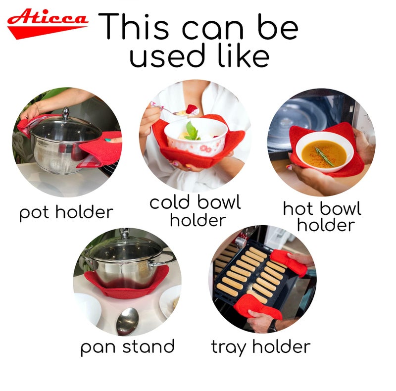 Aticca Microwave Bowl Cozy Holders for Hot Food Set of 4 Hot Pads for Bouillon Cups Multipurpose Heat Proof Plate Holder - Image 3
