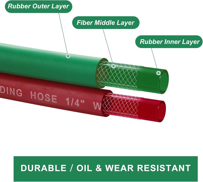 Hromee Oxygen Acetylene Hose 1/4-Inch × 25 Feet with 9/16”-18 B fittings Welding Cutting Torch Twin Hose - Image 4