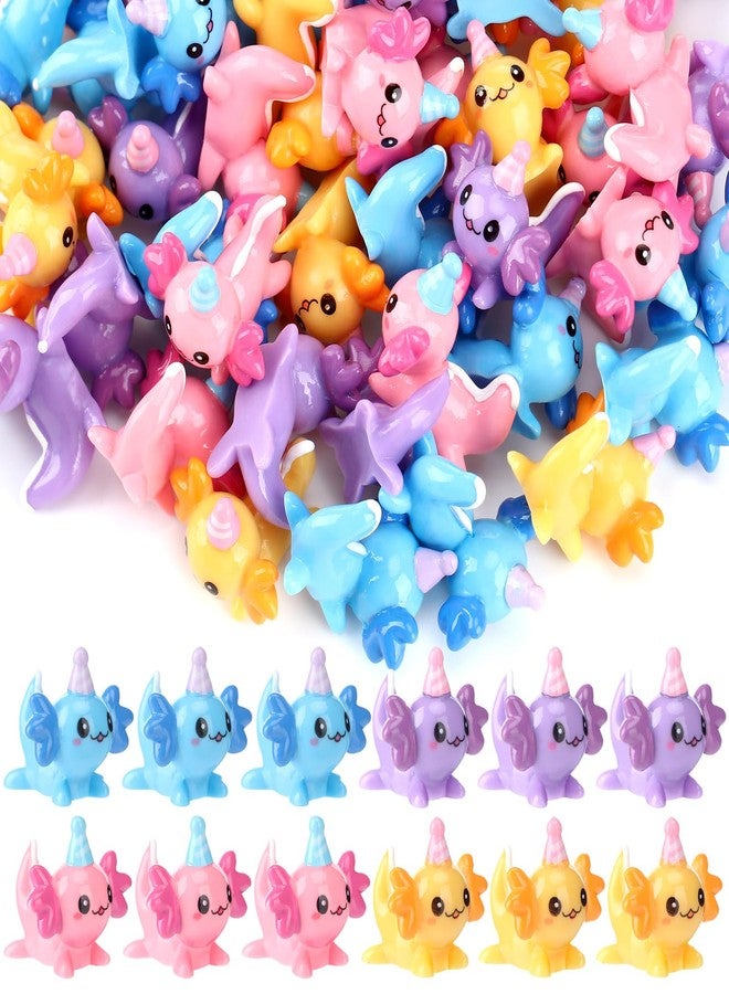 Janmercy 60 Pcs Mini Birthday Axolotl Resin Figures Miniature Axolotl Charm Tiny Animal Figures for DIY Garden Dollhouse Birthday Party Decoration Aquarium - Image 1