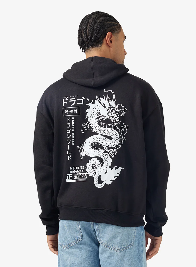 سفنتي فايف Oversized Basic Graphic Hoodie