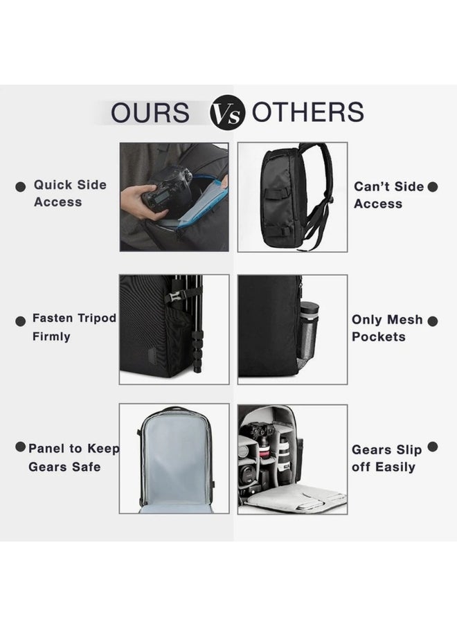 BAGSMART - BAGSMART Black Anti-Theft Waterproof Camera Case Laptop Bag - Image 1