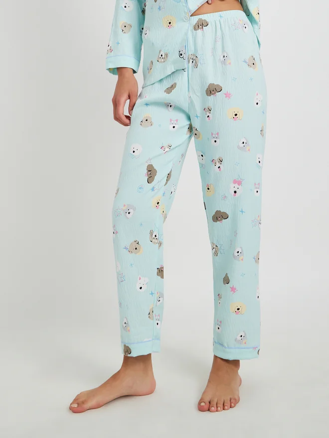 Take Two Take Two All Over Printed Long Sleeve Shirt and Pyjama Set