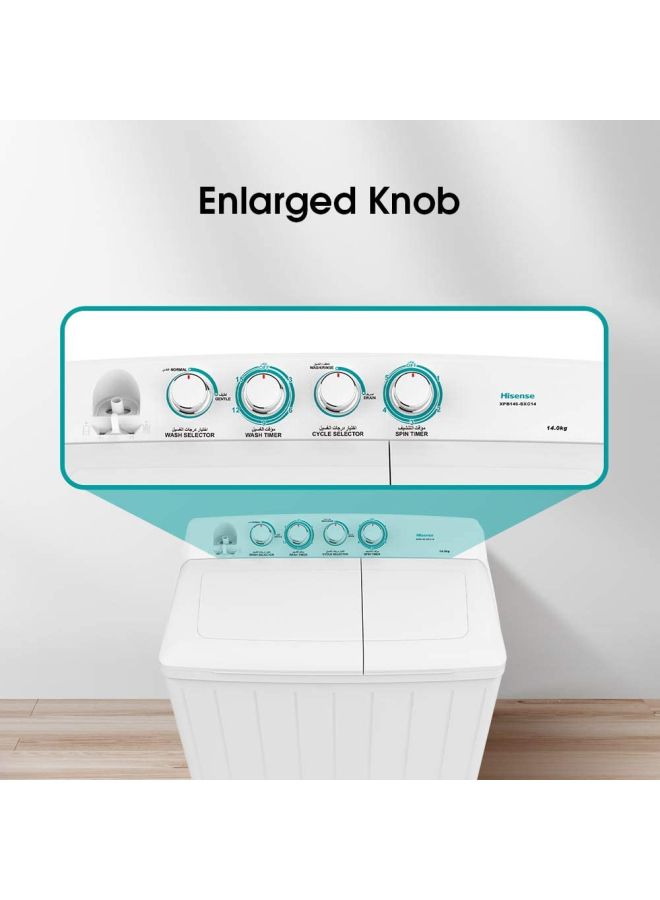 Hisense Twin Tub Washing Machine, 14 Kg, Xpb140-Sxc14 ,Min 1 Year Manufacturer 220 W XPB140-SXC14 White/Grey - Image 4