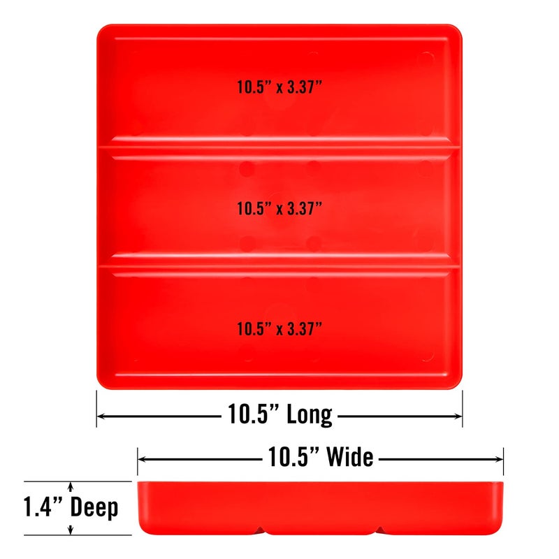 Ernst Manufacturing ERNST MFG Tool Garage Organizer Tray, Red, 3-Compartments - Made in the USA - Image 4