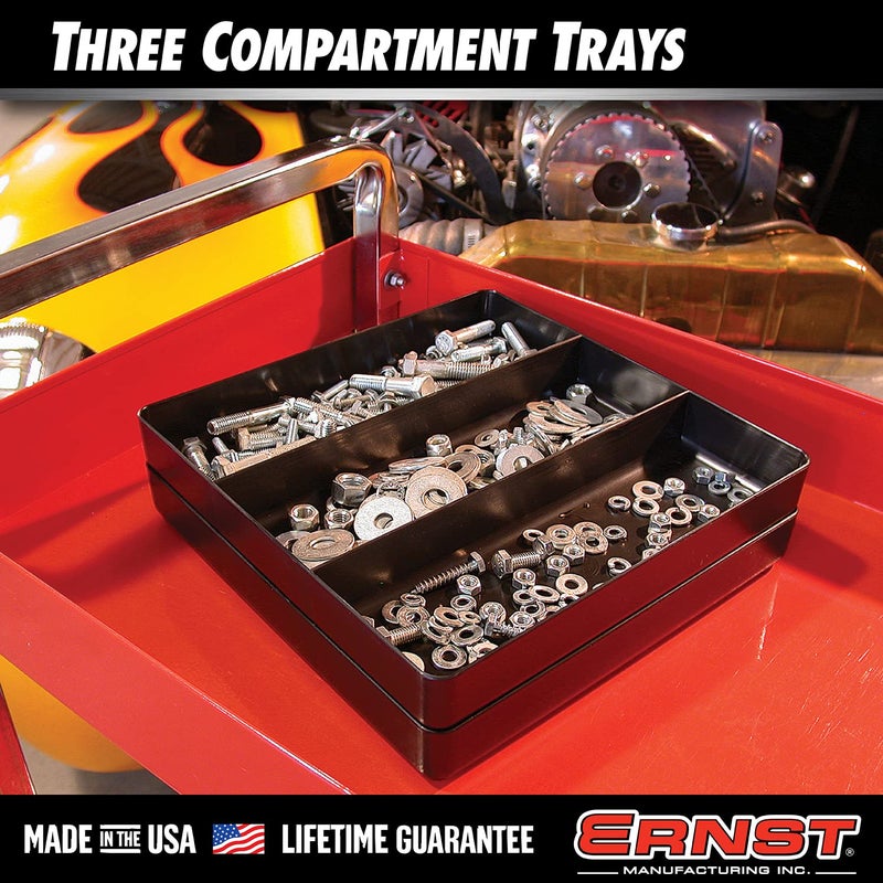 Ernst Manufacturing ERNST MFG Tool Garage Organizer Tray, Red, 3-Compartments - Made in the USA - Image 3