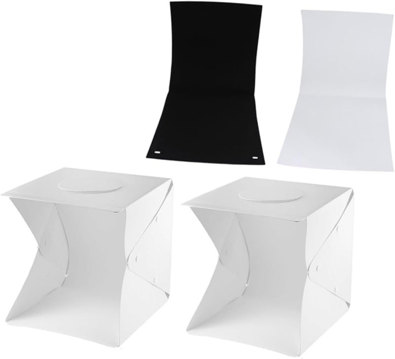 Portable Photo Light Box Tent 30cm Mini LED Softbox Kit with 2 Light Strips and Dual Backdrops (Black White) for Product Photography - Image 1