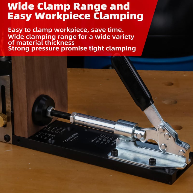 GOINGMAKE All Metal Pocket Hole Jig Kit with Quick Clamp and Dust Collection Easy Use 3 Holes Pocket Hole Screw Jig System 3/8 Inch Accurate Adjustable Drill Guide with Accessories Woodworking Tool - Image 5
