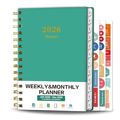 Ymumuda Academic Planner 2026, Daily Weekly and Monthly Calendar Planner (Jan. 2026-Dec. 2026),8.4"×6.3", Hardcover Notebook Teacher Supplies, Premium Thick Paper, Planners for School Work Office - Image 1