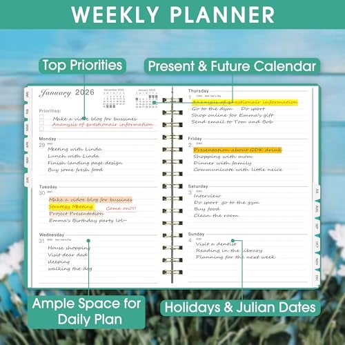 Ymumuda Academic Planner 2026, Daily Weekly and Monthly Calendar Planner (Jan. 2026-Dec. 2026),8.4"×6.3", Hardcover Notebook Teacher Supplies, Premium Thick Paper, Planners for School Work Office - Image 3