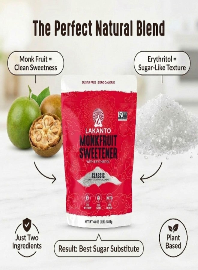 Lakanto Monk Fruit Sweetener With Erythritol, White Sugar Substitute From Monk Fruit Extract, Classic White Sugar Replacement for Baking, Coffee & Tea, Gluten Free, Low Carb, Non GMO, Keto, 5 LB Bag - Image 5