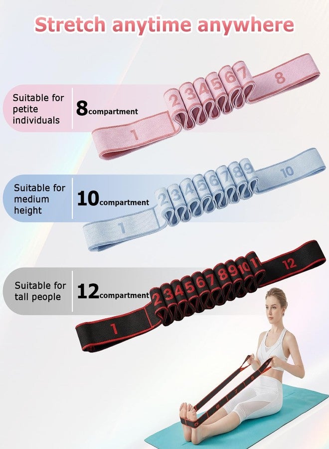 DAWZMR 3PCS Fitness Resistance Band for Legs, 8/10/12-Section Elastic Training Bands, Numbered Stretch Band for Yoga, Stretching, Pilates, Fitness, Exercise - Image 2