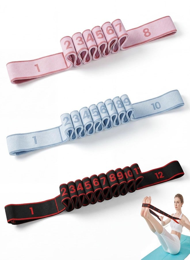 DAWZMR 3PCS Fitness Resistance Band for Legs, 8/10/12-Section Elastic Training Bands, Numbered Stretch Band for Yoga, Stretching, Pilates, Fitness, Exercise - Image 1