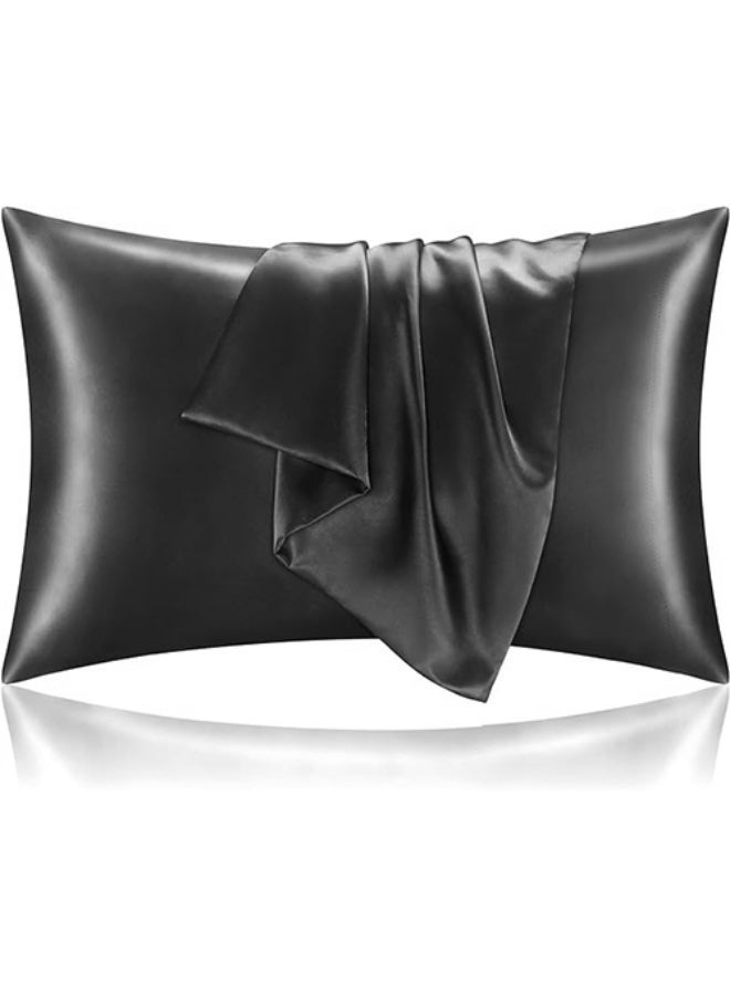 Tiba Buy Two Get Two , 2 Fiber Pillows  loose fiber filling, 800 GM, Medium + 2 Black satin pillowcases - Image 4